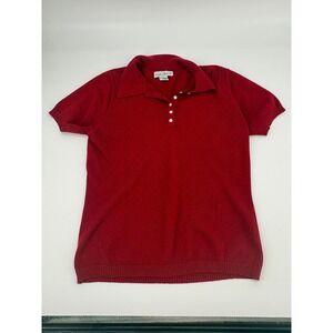 Croft & Barrow Women's Red Short‎ Sleeve Collared Knit Polo Shirt Size M